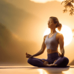 Serene outdoor yoga session at sunrise, showcasing a tranquil figure in perfect form, harnessing the power of breathing techniques for holistic fitness.