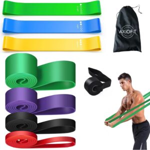 minimal resistance bands for working out, exercise bands for home gym workout set of 8 with door anchor, heavy pull up assist bands for leg thigh & booty exercise for men & women stretching exercise