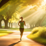 Alt Text: A jogger stretching in a sunlit park, surrounded by vibrant green trees, symbolizing the harmonious link between intermittent fasting and exercise.