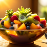 Delicious and Nutritious Fruit Salad Glistening in Golden Sunlight - Perfect Visual Representation of Intermittent Fasting for Weight Loss