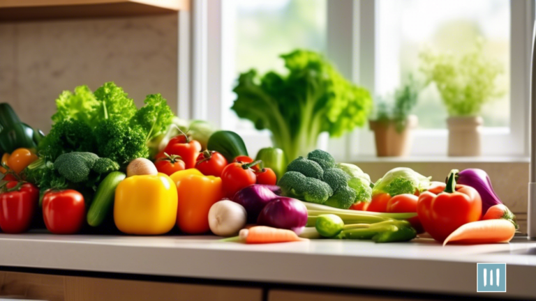 Organized containers filled with fresh vegetables, lean proteins, and healthy fats on a kitchen countertop, bathed in bright natural light for Paleo meal prep