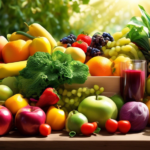 alt=A vibrant photo of a colorful array of fresh fruits and vegetables, bathed in golden sunlight. This image exemplifies the abundance and vitality of plant-based nutrition, highlighting its profound impact on overall health.