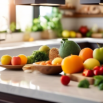 Alt text: Brightly lit kitchen countertop filled with a variety of fresh fruits, vegetables, and grains, showcasing prepped ingredients for quick and easy meal prep.