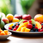 Vibrant and balanced sugar-free meal featuring a colorful plate of fresh fruits, vegetables, lean proteins, and whole grains, bathed in bright natural light