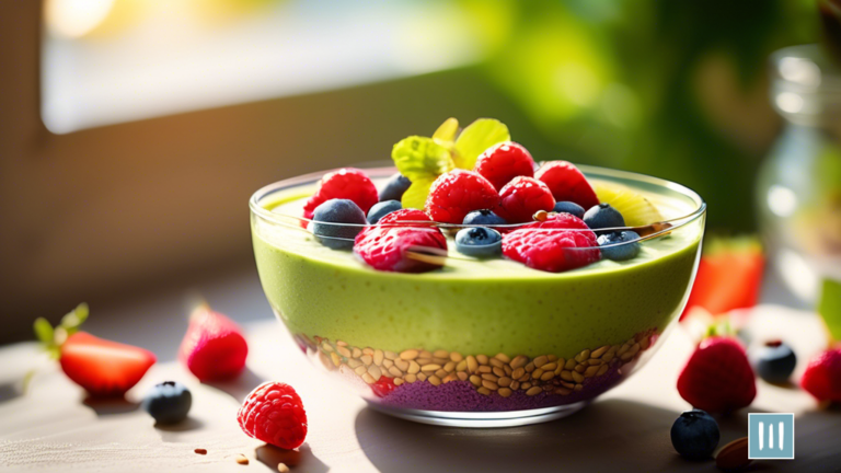 Vibrant smoothie bowl filled with colorful berries, nuts, and seeds, bathed in bright natural light, showcasing the power of superfoods for weight loss