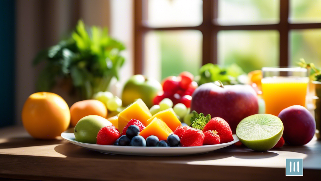 A balanced weight loss meal plan featuring a colorful plate of fresh fruits, vegetables, and lean proteins bathed in natural sunlight.